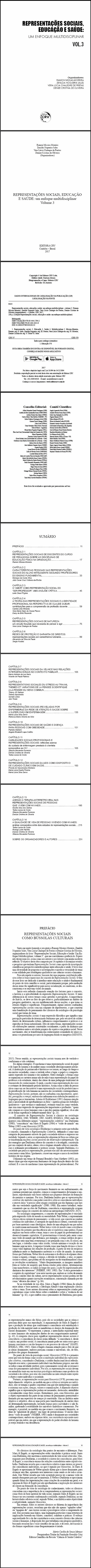 REPRESENTAÇÕES SOCIAIS, EDUCAÇÃO E SAÚDE:<br>um enfoque multidisciplinar<br>Volume 3<br>COLEÇÃO REPRESENTAÇÕES SOCIAIS, EDUCAÇÃO E SAÚDE: um enfoque multidisciplinar